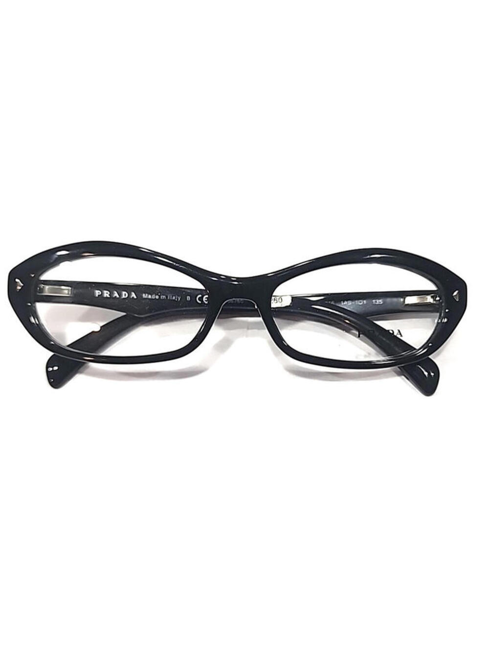 PRADA VPR110 IAB 101 Milan Glossy Black Oval Eyeglasses 54-16 135 Case Box Cloth - Picture 7 of 9